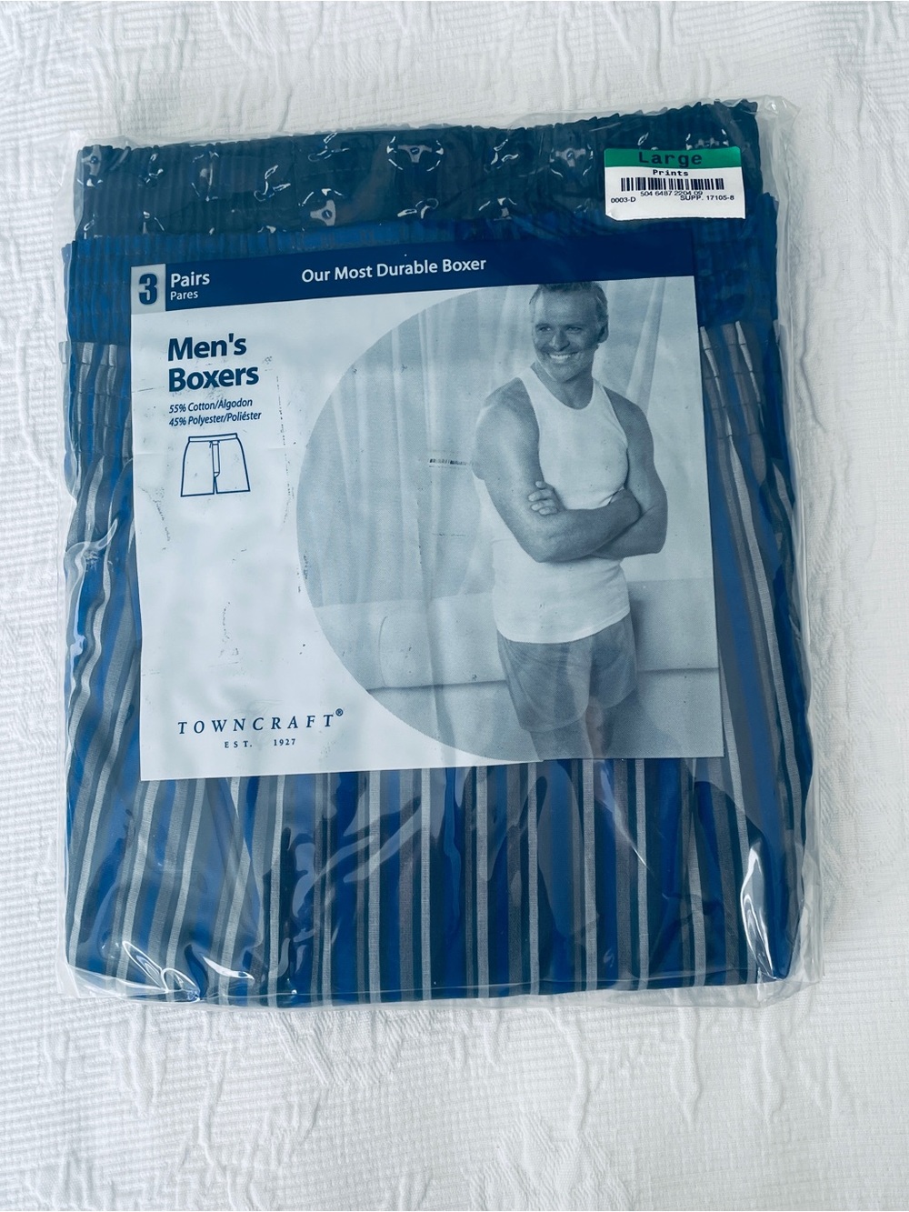 jcpenney Men's Blue Striped Boxers - 3 Pack size L